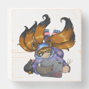 Kitsune Life Wooden Box Sign