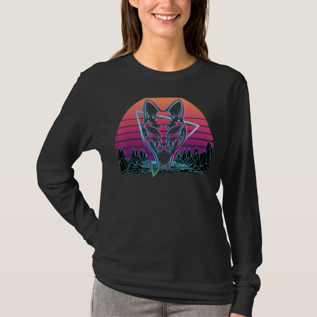 Kitsune Mask Fox Mask Retro T-Shirt (Front)