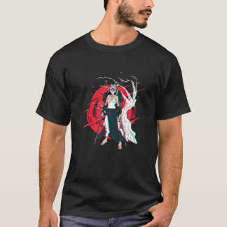 Kitsune Mask Japanese Sword Katana Fox Samurai Gir T-Shirt