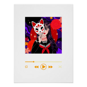 Kitsune Mask Motivational Anime Wall Art