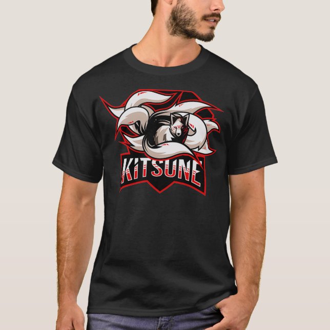 Kitsune Nine Tailed Fox Esport Logo  T-Shirt (Front)