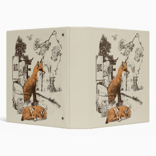 Kitsune - Traditional Japanese Streetwear Design 3 Ring Binder