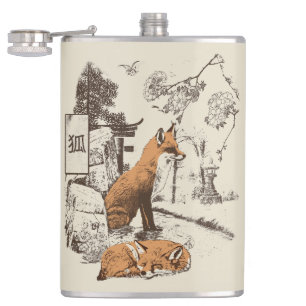 Kitsune - Traditional Japanese Streetwear Design Flask