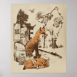 Kitsune - Traditional Japanese Streetwear Design Poster