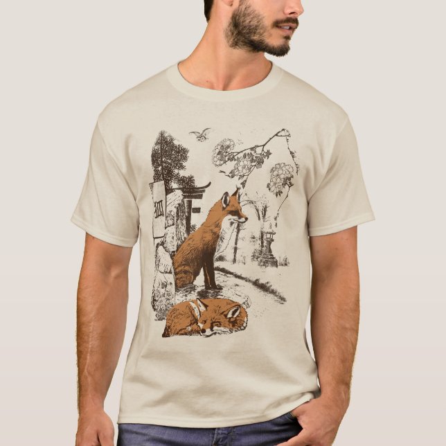 Kitsune - Traditional Japanese Streetwear Design T-Shirt (Front)
