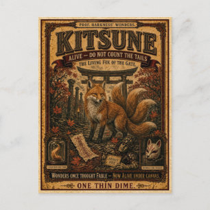 Kitsune, Vintage Circus Monster Postcard