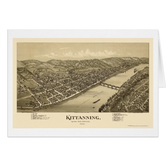 Kittanning, PA Panoramic Map - 1896 Cards (Front Horizontal)