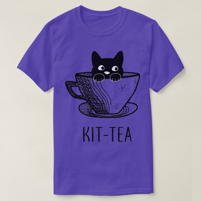 KitTea Cat Lover Cute And Funny Black Cat T-Shirt (Design Front)