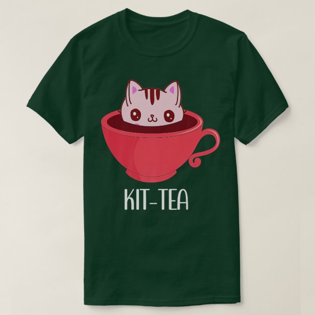 KitTea Cat Mug Kit Tea for Cat LoversKitTea Premiu T-Shirt (Design Front)