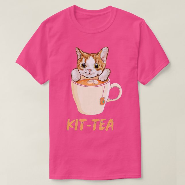 KitTea Drinker Cute Kitty Teacup Kitten Funny Cat  T-Shirt (Design Front)
