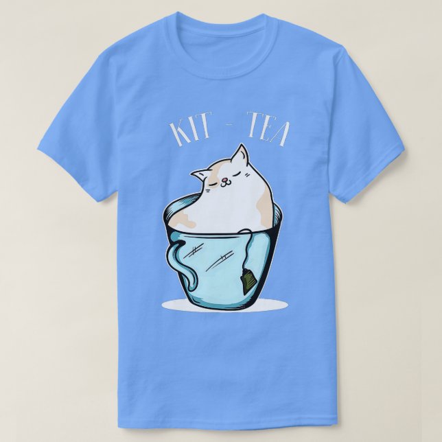 KitTea Funny Cat Lover Gift Cute Black Cat   T-Shirt (Design Front)