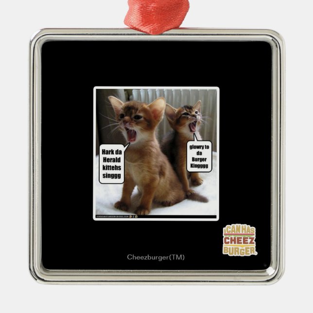 Kitteh carols metal ornament (Front)
