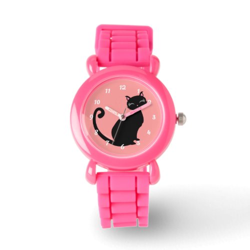 Kitteh Lurve _ Black Kitty Custom Color Background Watch