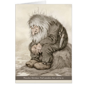 Kittelsen Troll wonders how old he is CC0231 Card