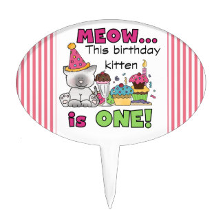 Kitten 1st Birthday Cake Topper