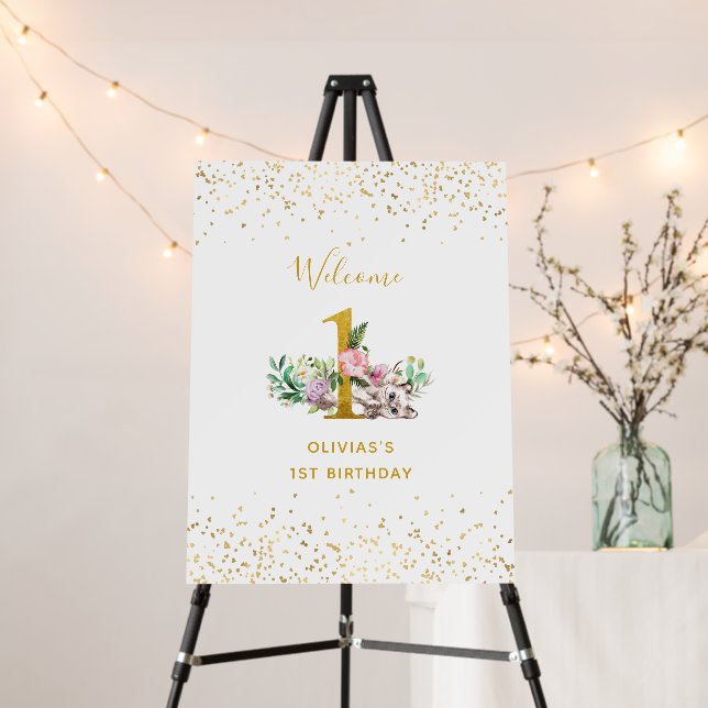 Kitten 1st Birthday Welcome Sign (In Situ (Stand))