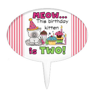 Kitten 2nd Birthday Cake Topper