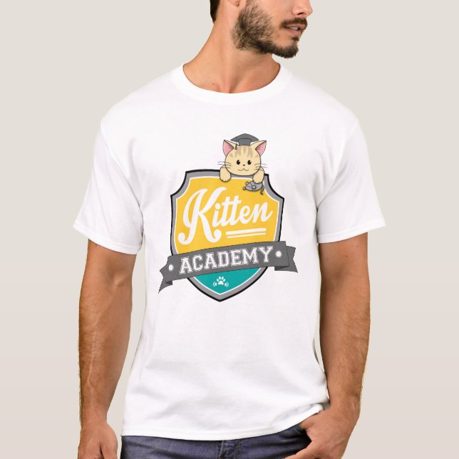 Kitten Academy Crest T-Shirt (White) (Front)