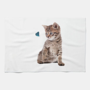 Kitten and Butterfly image for Tea-Towel Kitchen Towel