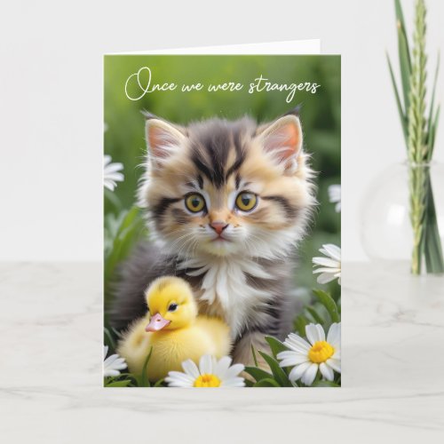 Kitten and Duckling Friends Birthday Card