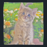Kitten and Flowers Bandana<br><div class="desc">Cute kitten surrounded by beautiful flowers.</div>