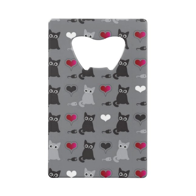 kitten and mice pattern credit card bottle opener (Front)