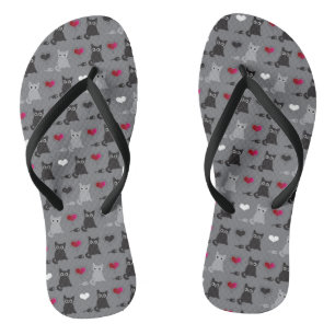 kitten and mice pattern flip flops