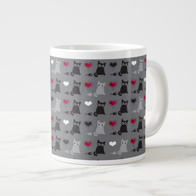 kitten and mice pattern giant coffee mug (Front Right)
