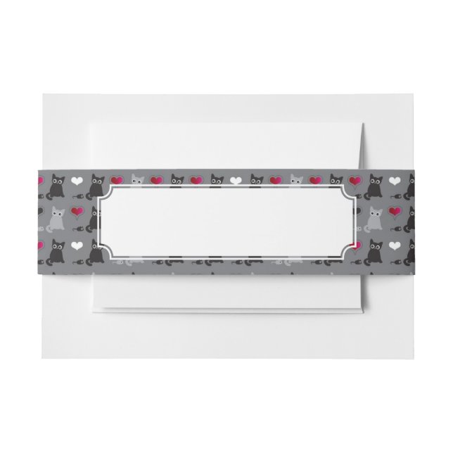 kitten and mice pattern invitation belly band (Front Example)