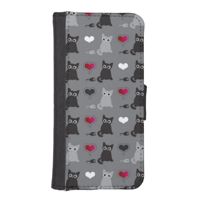 kitten and mice pattern iPhone wallet case (Front)