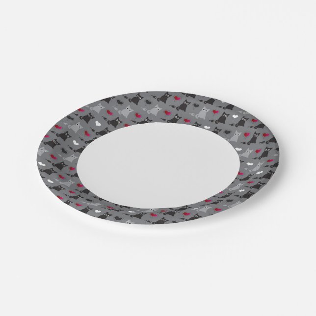 kitten and mice pattern paper plates (Angled)