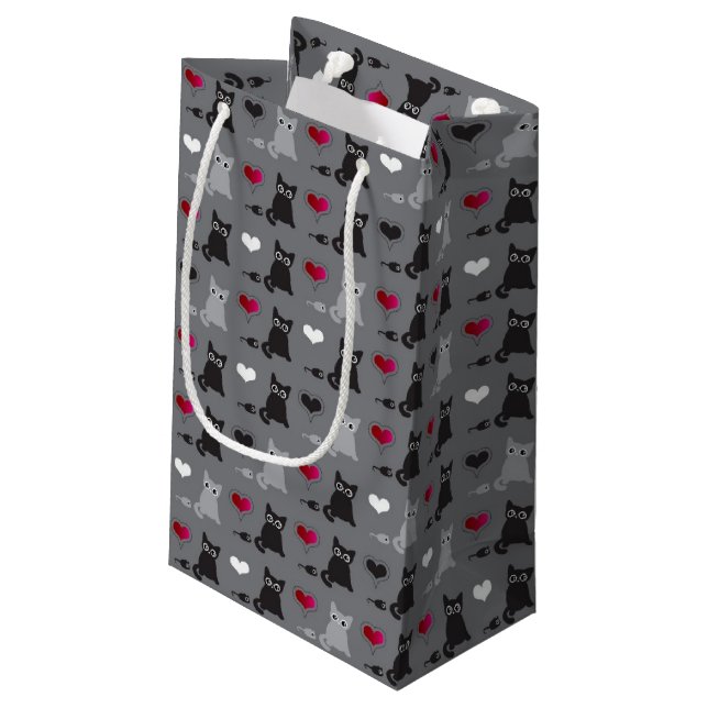 kitten and mice pattern small gift bag (Back Angled)