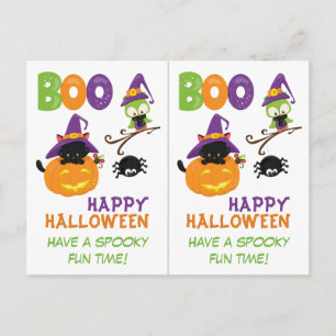 Kitten and Owl Grade School Teacher Halloween Card