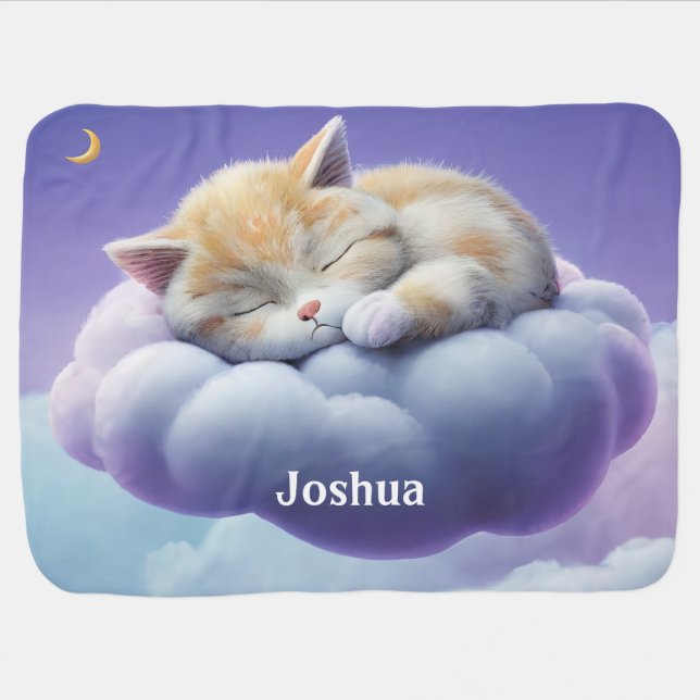 Kitten and Puppy Sleeping Baby Blanket (Horizontal)