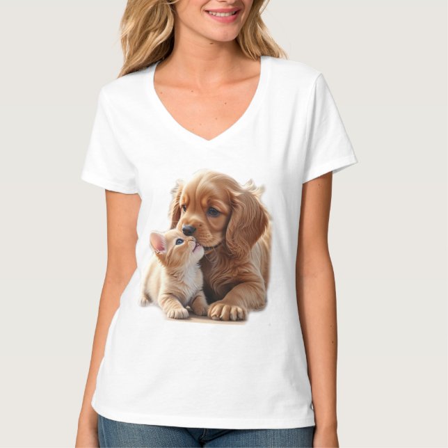 Kitten and Puppy  T-Shirt (Front)