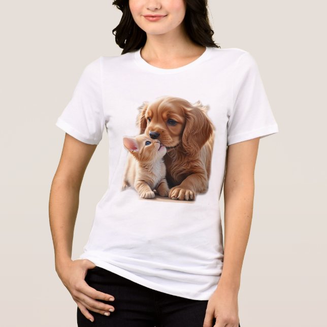 Kitten and Puppy  Tri-Blend Shirt (Front)