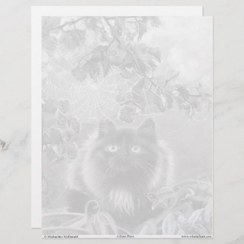 Kitten and Spiderweb Grayscale Coloring Page