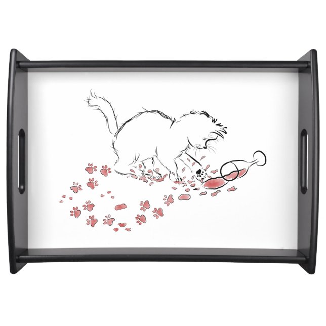 Kitten and Spilt wine illustration Serving Tray (Front)