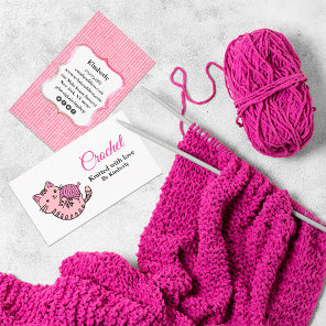 Kitten and yarn crochet business card