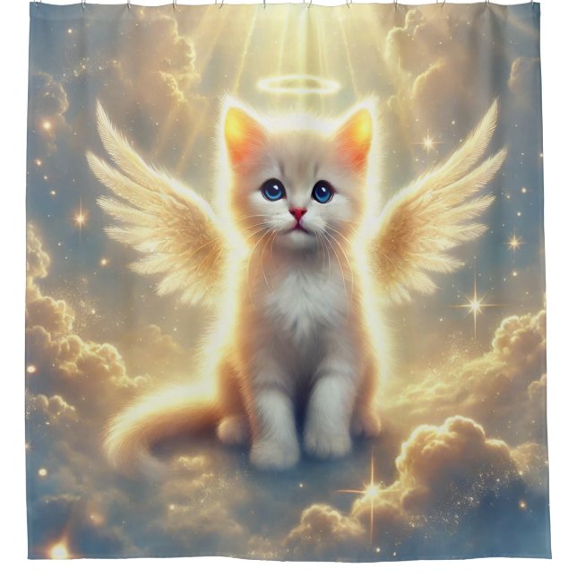 Kitten Angel Shower Curtain (Front)
