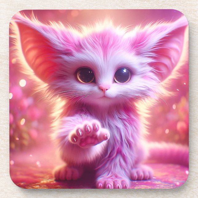 Kitten Art Beverage Coaster (Front)