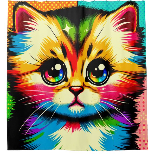 Kitten Art Shower Curtain (Front)