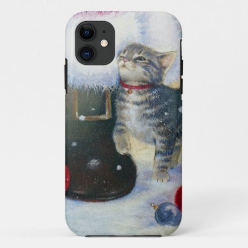 Kitten at Santas Boot iPhone 11 Case