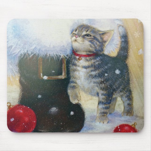 Kitten at Santa's Boot Mouse Pad (Front)