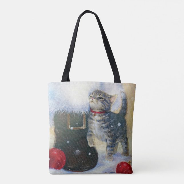 Kitten at Santa's Boot Tote Bag (Back)
