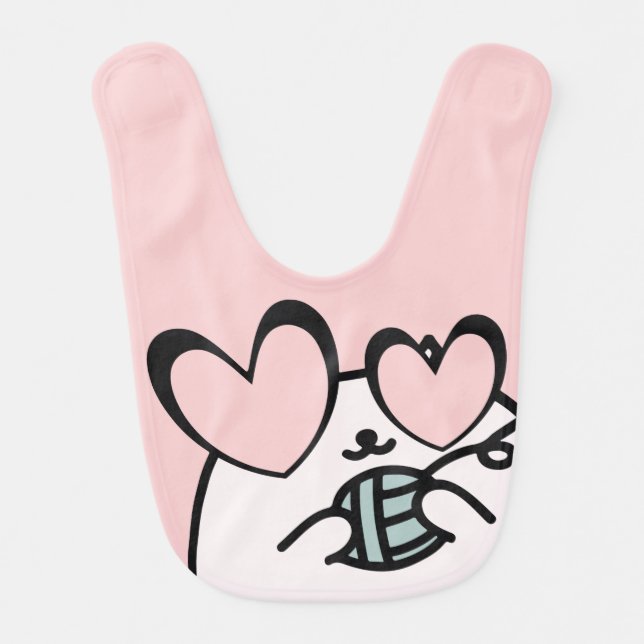 Kitten Baby Bibs, Cute Girly Pink Kitty Cat Baby Bib (Front)