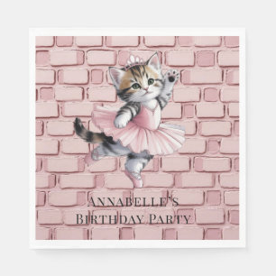 Kitten Ballerina Girl Birthday Party Napkins
