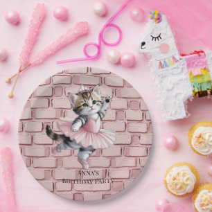 Kitten Ballerina Girl Birthday Party Paper Plates