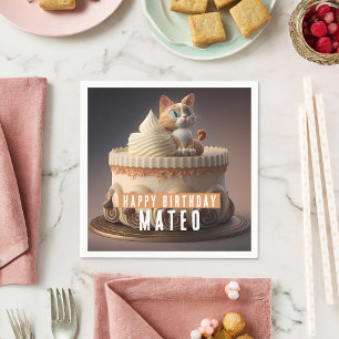 Kitten Birthday Cake - Party Napkins