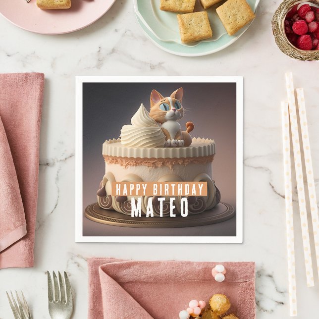 Kitten Birthday Cake - Party Napkins (Creator Uploaded)